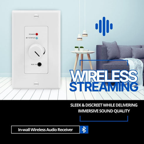 TNP Wireless Bluetooth Audio Receiver Wall Plate Mount, BT 5.0 aptX Music Streaming Adapter for 4 Speakers
