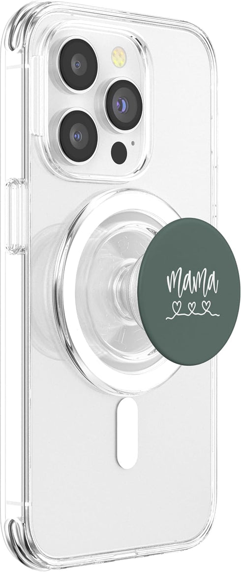 Mama and Mother Designs Cute Heart Mama Woman Mom Mother Sage Green PopSockets PopGrip for MagSafe