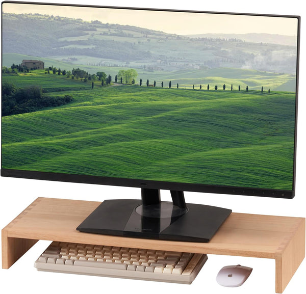 KIRIGEN Monitor Stand Wooden, Desk Stand for Computer/Laptop/TV Printer, Desktop Workspace Platforms Stands, Natural