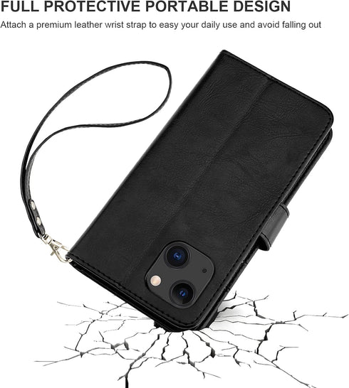 Bocasal Detachable Wallet Case for iPhone 13 - RFID Blocking Card Slots, Premium PU Leather Magnetic Cover