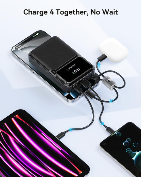 Kuulaa 20000mAh, 22.5W Pack 17 16 15 14 13 12 Portable Charger with Built in Cables Travel Power Bank with LED Display