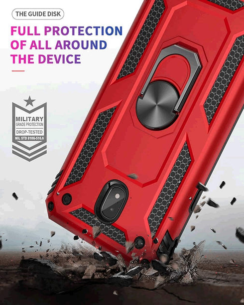 TJS Compatible with Samsung Galaxy J7 Case, Metal Ring Magnetic Support, Rose Gold