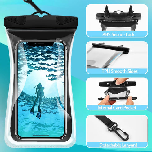 Universal Waterproof Phone Pouch Floating, Large Dry Bag IPX8 Case for iPhone 13 12 11 Pro Max, Samsung Galaxy S21 S20