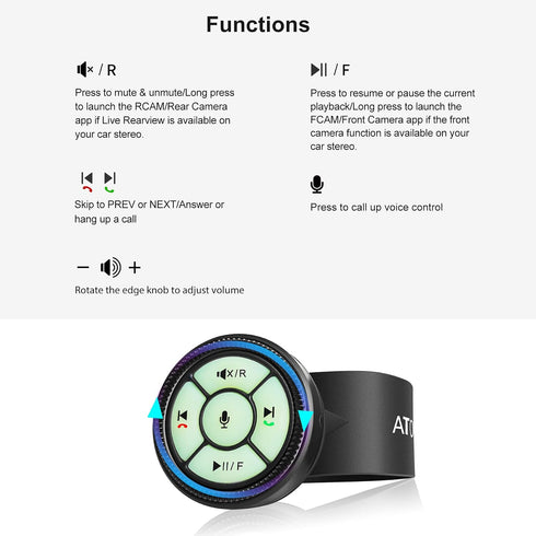 ATOTO AC-44F5 (F7 S8), X10/A6/A5/S8 Watchband Style Wireless Remote Control with Luminous Buttons, Plug & Play - Only