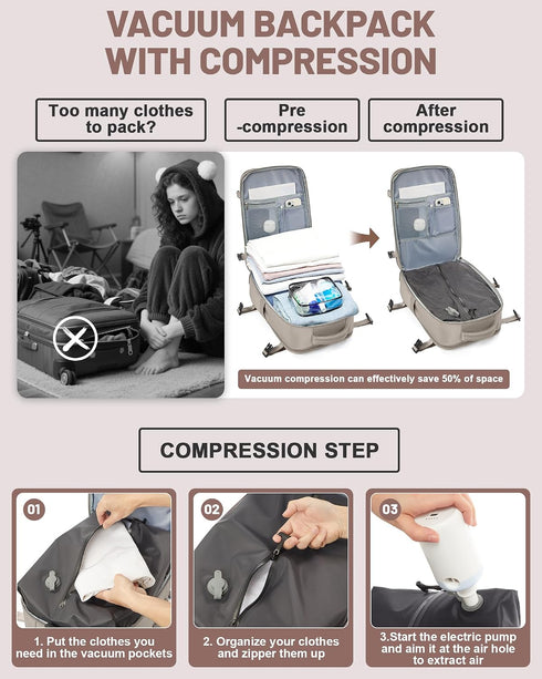 Backpack Backpacks Backpack Vacpack Backpacks Vacuum With Pump Large Travel Laptop For Women Men Carry On With Vacuum