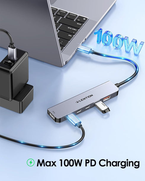 LENTION USB C Hub with 4K@60Hz HDMI, 2 USB C and 2 USB 3.2 Gen2, 10Gbps Max Data Transfer, 100W Charging for MacBook Pro