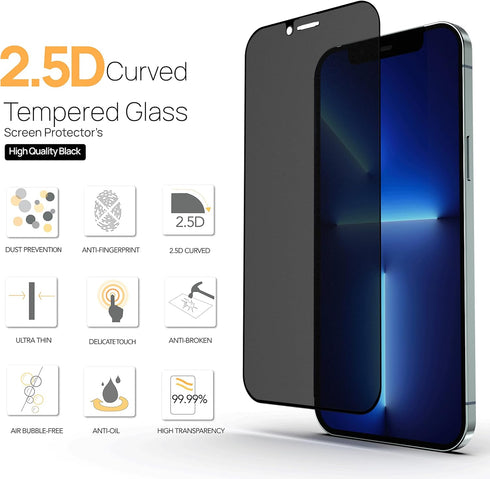 IceSword Privacy Screen Protector for iPhone 14 Pro Max (6.7 inch), Shatterproof Tempered Glass Film, Anti-Spy