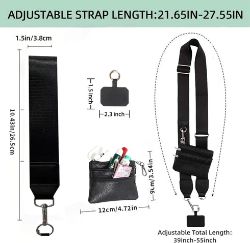 Adjustable Crossbody Phone Holder for Women - Stylish Pouch with Zipper