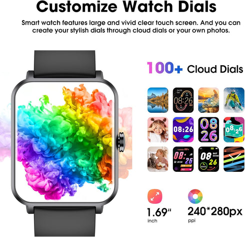 Smart Watch for Women and Men, Fitness Tracker with Heart Rate, Blood Oxygen, Sleep Tracker, IP68 Waterproof