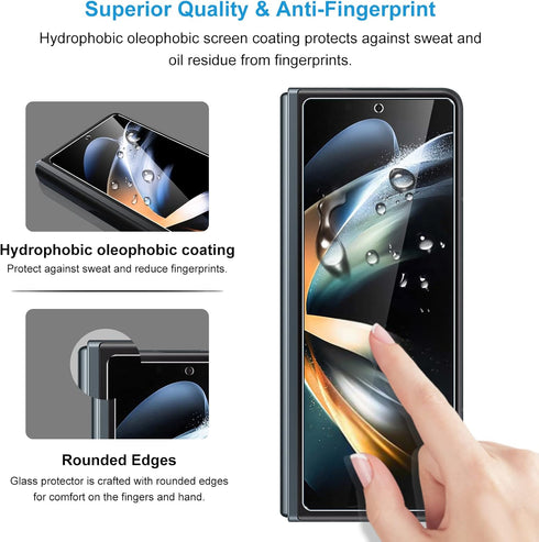 LYWHL 2-Pack HD Clear Tempered Glass Screen Protector for Samsung Galaxy Z Fold 4 5G, 6.2 Inch, Anti-Scratch, Easy