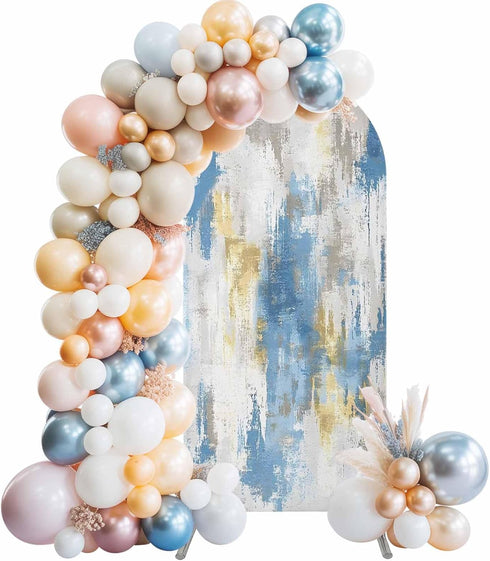 Jnbasdffb Blue Gray Ombre Wedding Arch Cover, Stretchy Spandex Arch Backdrop Stand Covers