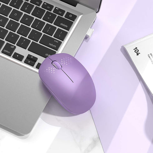 seenda Wireless Noiseless Mouse with USB Receiver for PC, Tablet, Laptop - Portable Cordless Mouse in Purple