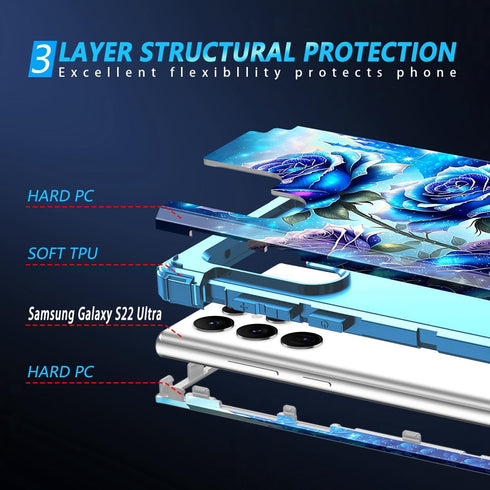 Miqala for Galaxy S22 Ultra 5G Case, Glow in The Dark Three Layer Heavy Duty Shockproof Full Body Protection Hard
