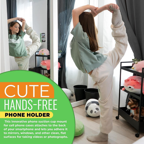 4-Piece Silicone Suction Cup Cell Phone Holder, Self-Adhesive Handsfree Holder for Selfies and Videos, Compatible with