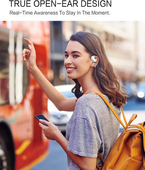 5.4 w/16.2mm 50H 3 IPX5, Open Ear Headphones, Dynamic Bass Boost Bluetooth Air Conduction Wireless Earbuds Large