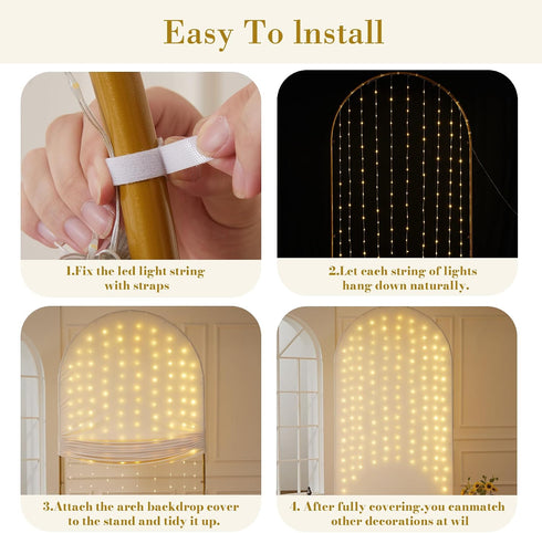 Suppromo 6ft Beige Arch Cover with Lights Beige Spandex Wedding Arch Backdrop Cover for Bridal Shower Birthday Party