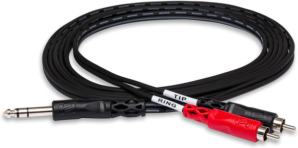 Hosa TRS-203 9 Feet Insert Cable, 1/4 Inches TRS to Dual RCA