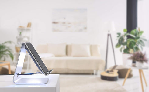 Encased PowerStand Wireless Charging Stand - Dimmable LED Backlights, Desktop Charger for iPhone, Android, Galaxy