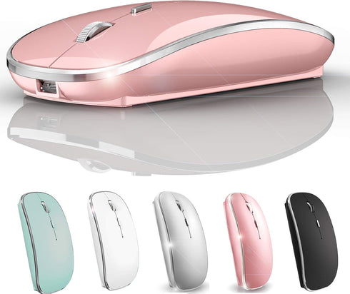 Wireless Mouse for MacBook Pro, Air, iMac, Desktop Computer, Chromebook, Win7/8/10 PC HP Dell (Rose Gold)