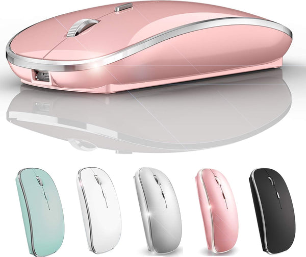 Wireless Mouse for MacBook Pro, Air, iMac, Desktop Computer, Chromebook, Win7/8/10 PC HP Dell (Rose Gold)