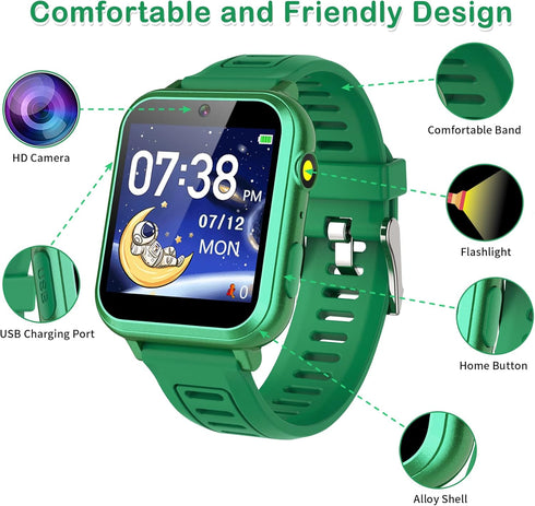 Smart Watch for Kids with 24 Puzzle Games, Camera, Video Recorder, Music, Alarm, Calendar, Pedometer, Gift