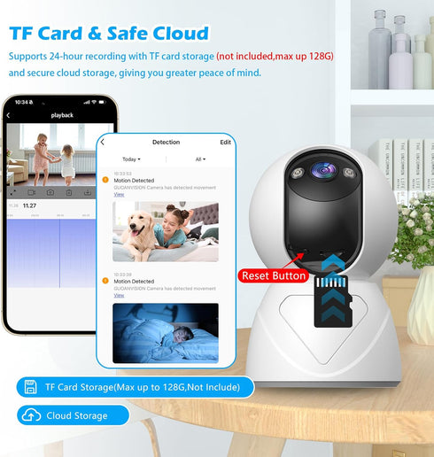 GUOANVISION 3MP 5G 360 Tracking,2-Way Audio,Siren,3 Indoor Security Camera, WiFi Pan/Tilt Home Cameras for Baby