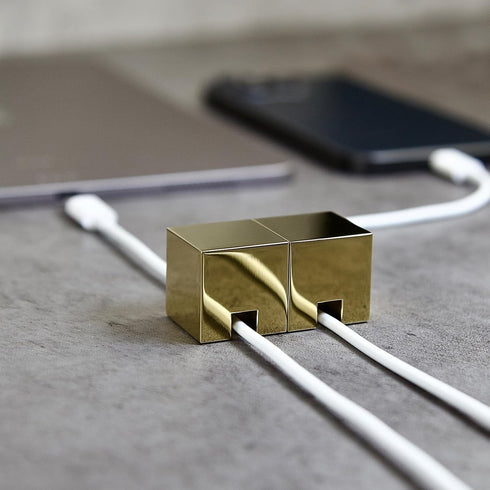 N2U (2 PCS - Gold) Metal Cord Holder, Weighted Cable Organizer or Management, Heavy Wire Keeper for Nightstand, Desk