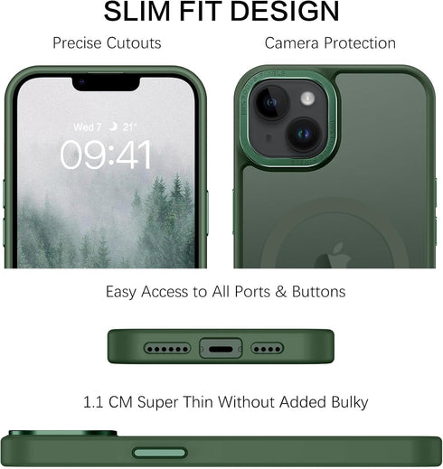 BENTOBEN iPhone 14 Plus Case, Dark Green Slim Shockproof Magnetic Cover, Compatible with MagSafe, 6.7" Protective Case.