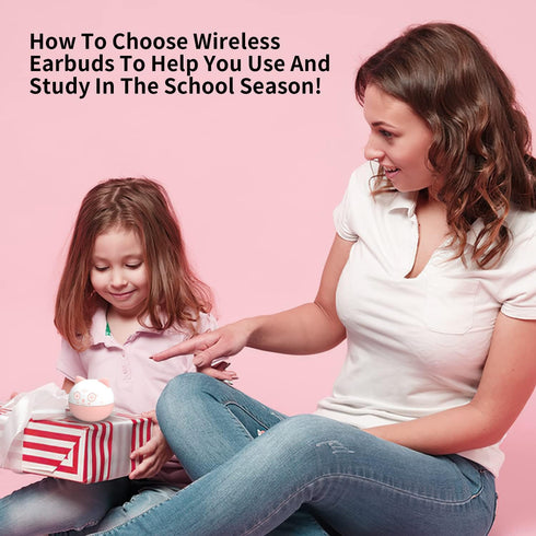 Headset Bluetooth Kids Earbuds, Pink Wireless Earbuds for Girls and School Classroom Earpods Small Ears Headphone