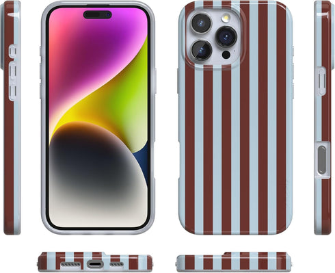 Casely 16 iPhone Pro Case | Sunday in Brooklyn | Blue Stripes | Compatible with MagSafe | Classic Ultra Slim Design