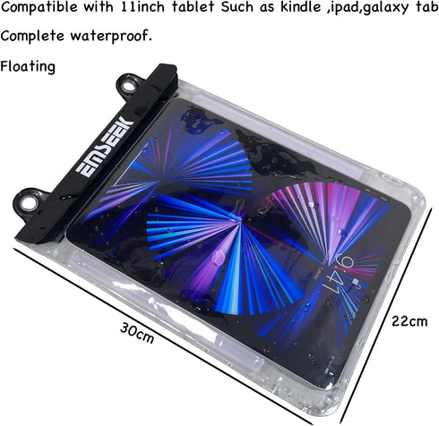Floating Waterproof Tablet Case, eReader Cover Bag for iPad Pro/Air 9/Galaxy Tab S9/Surface Go 3/Kindle Scribe (Black)