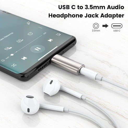 MOSWAG USB C to 3.5mm Headphone Adapter, Wide Compatibility, Plug and Play for Samsung, iPad, Pixel, Huawei