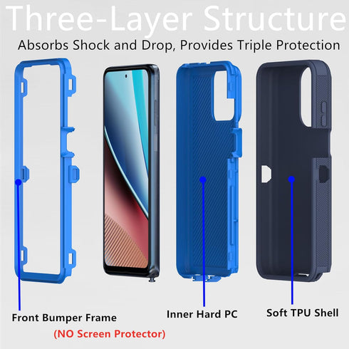 for Motorola Moto G Stylus 5G 2023 Case, Heavy Duty Defender Case Dustproof Shockproof Protection 3 in 1 Rugged Phone Cover for Moto G Stylus 5G 2023 | XT2315, Blue (5G Version ONLY)