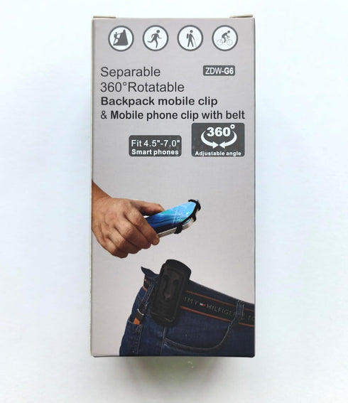 Backpack Phone Holder, 2 in 1 Clip for Backpack Strap, 360° Rotatable & Detachable Belt Holder for 4.5-7'' Phones