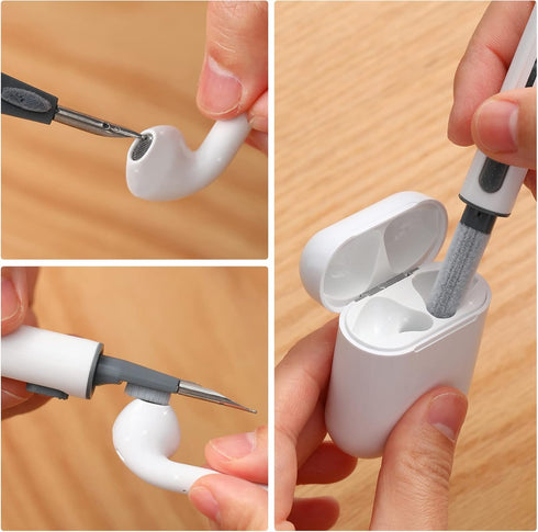 2Pcs Airpod Cleaner Kit, Multi-Function Earbud Cleaning Kit for Airpods Pro 1 2 3, Soft Brush Flocking Sponge for