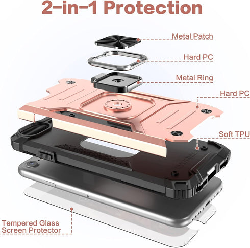 iPhone SE 2020 Case with Screen Protector, Shockproof Drop Test Cover with Kickstand for iPhone 6/6s/7/8/SE 2020/SE 3,