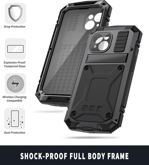 iPhone 15 Case 6.1 inch, 360 Full Protection Heavy Duty Rugged Armor with Built-in Screen Protector, Black