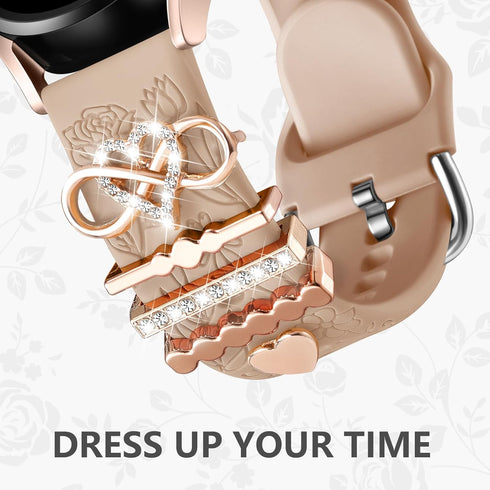 DaQin Flower Engraved Band for Samsung Galaxy Watch 7/FE 6 5 4 40mm 44mm, Active 2, 20mm Soft Silicone Strap