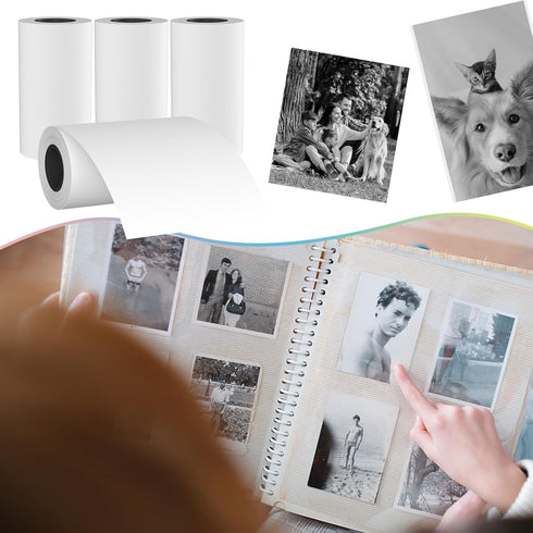 MFLABEL Kids Instant Camera Refill Print Paper, 10 Rolls White Mini Thermal Printer Paper 2.2 x 1.1 Inch for Kids HD