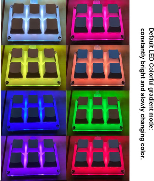 Mini 6-Key Macro Mechanical Keypad, RGB Gaming Keyboard, Portable One-Handed Fully Programming Keys
