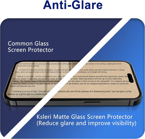 2 Pack Matte Glass Screen Protector for iPhone 14 Pro 6.1-inch 2022 with Easy Installation Frame, Anti-Glare, 9H