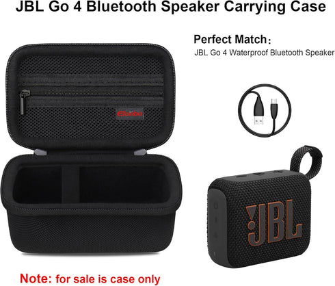 Carrying Case for JBL Go 3 / JBL Go 4 Portable Bluetooth Speaker, Waterproof Dustproof Speaker Storage Holder, Wireless Compact Speaker Travel Protective Bag, Mesh Pocket Fit Cable, Black