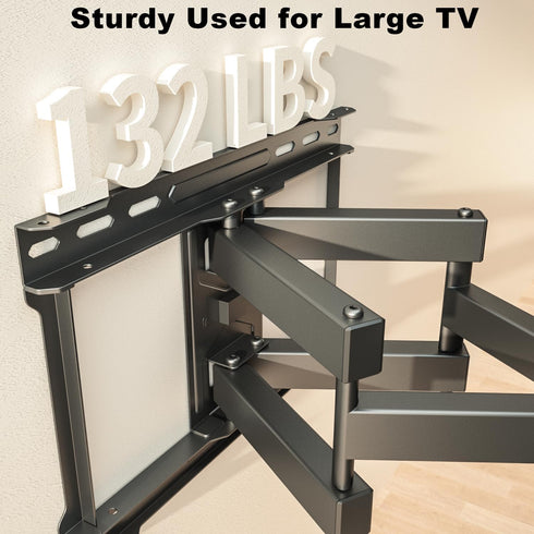 Full Motion TV Wall Mount Bracket for 37-86 Inch TVs, Up to 132lbs, Swivel and Tilt Articulating Wall Mount