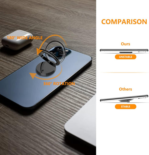 Cell Phone Ring Holder Stand, 360 Degree Rotation Finger Ring Kickstand with Polished Metal Phone Grip for Magnetic Car