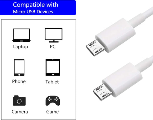 CERRXIAN 3Ft USB 2.0 Type A Male to 2 Micro USB Male Splitter Y Data Charge Connector Adapter Cable (White)
