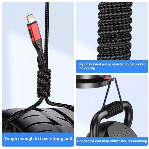 iPhone Charger, MFi Certified 3 Pack 1FT USB A Cable for Fast Charging, Compatible with iPhone Models