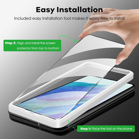 JETech 2-Pack Screen Protector for Samsung Galaxy S21 FE 5G, Tempered Glass, Camera Lens Protector, Easy Install,