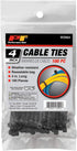 Performance Tool W2904 100 Pc Black Cable Ties, 4-Inch Length, 18 Lbs Tensile Strength, Resealable Bag