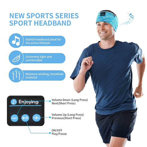 Sleep Headphones, Wireless Headband with Zip Pocket, Ultra-Thin HD Stereo Speakers for Side Sleepers, Music Sport