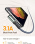 AINOPE 10 ft USB C Cable 2-Pack, Fast Charging 3.1A, Nylon Braided, Right Angle Charger for Galaxy S20 Ultra, S10, S9,